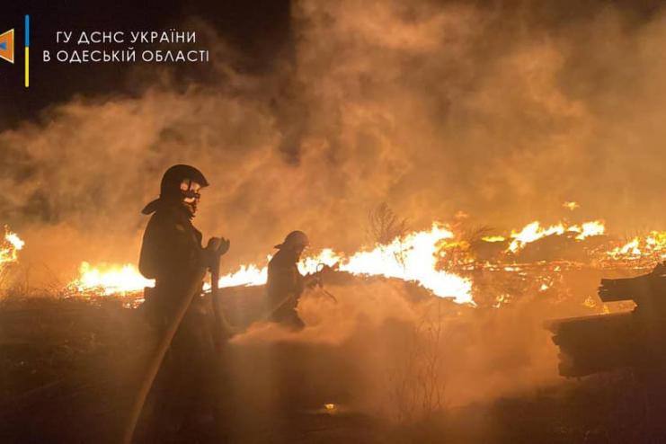 Фото: в Одесской области до утра тушили масштабный пожар