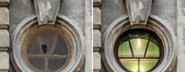 Деревʼяний люнет у підʼїзді будинку, зведеного у ХІХ столітті в Одесі, реставрували