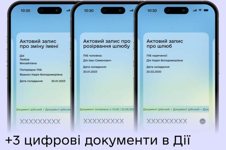 Нові цифрові документи в Дії — свідоцтва про народження, шлюб, розірвання шлюбу та зміну імені 